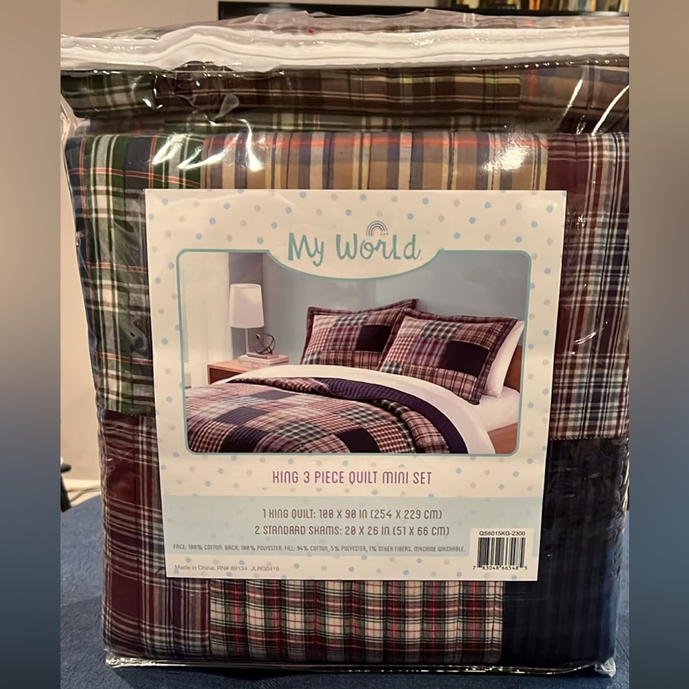 NWT My World King 3 Piece Quilt Mini Set
